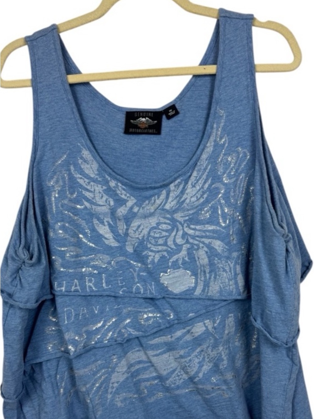 Harley-Davidson Blue Layered Graphic Tank Top 3X